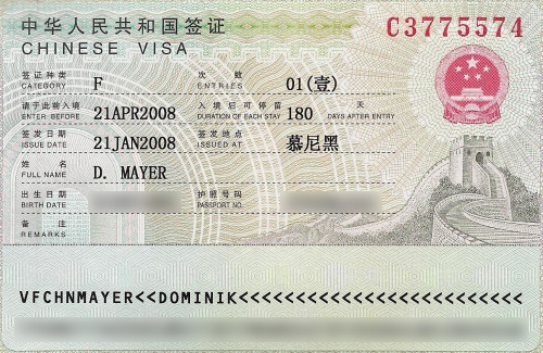 Chinese F Visa